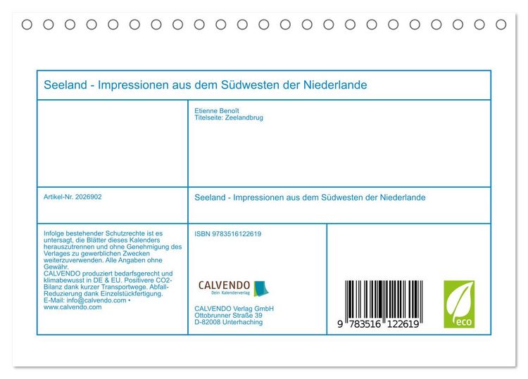Produktbild: Seeland - Impressionen aus dem S&uuml;dwesten der Niederlande (Tischkalender 2026 DIN A5 quer), CALVENDO Monatskalender