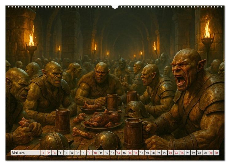Produktbild: Erbe der Orks. Feuer und Schatten (hochwertiger Premium Wandkalender 2026 DIN A2 quer), Kunstdruck in Hochglanz