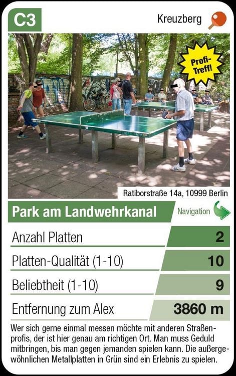 Produktbild: Berliner Tischtennisplatten Quartett Spiel
