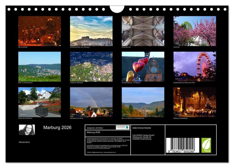 Produktbild: Marburg 2026 (Wandkalender 2026 DIN A4 quer), CALVENDO Monatskalender