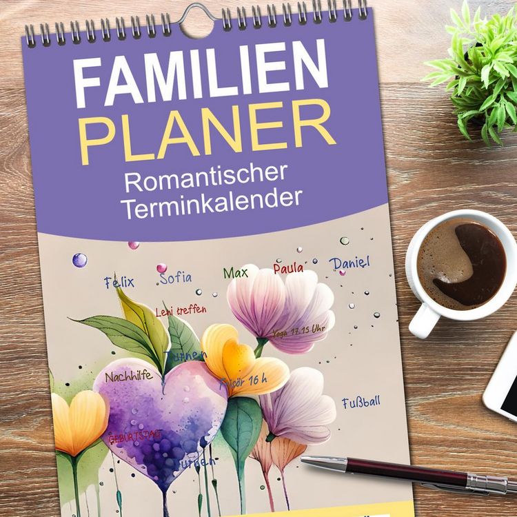 Produktbild: Familienplaner 2026 - Romantischer Terminkalender mit 5 Spalten (Wandkalender, 21 x 45 cm) CALVENDO