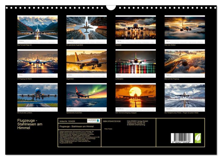Produktbild: Flugzeuge - Stahlriesen am Himmel (Wandkalender 2026 DIN A3 quer), CALVENDO Monatskalender