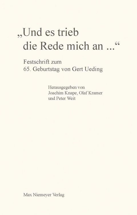 Produktbild: "Und es trieb die Rede mich an..."