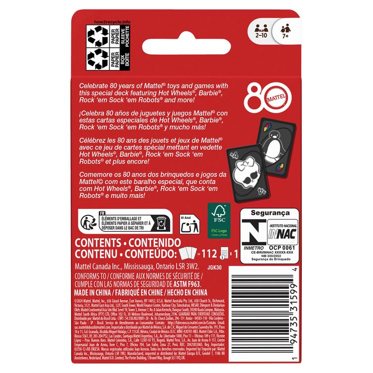 Produktbild: Mattel 80th UNO Ruby Red