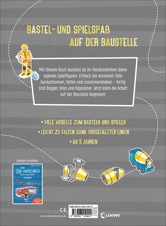 Produktbild: Mein 3D-Bastelbuch - Falten, kleben, spielen - Baustelle