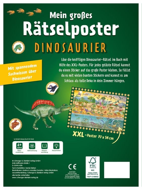 Produktbild: Mein gro&szlig;es R&auml;tselposter Dinosaurier