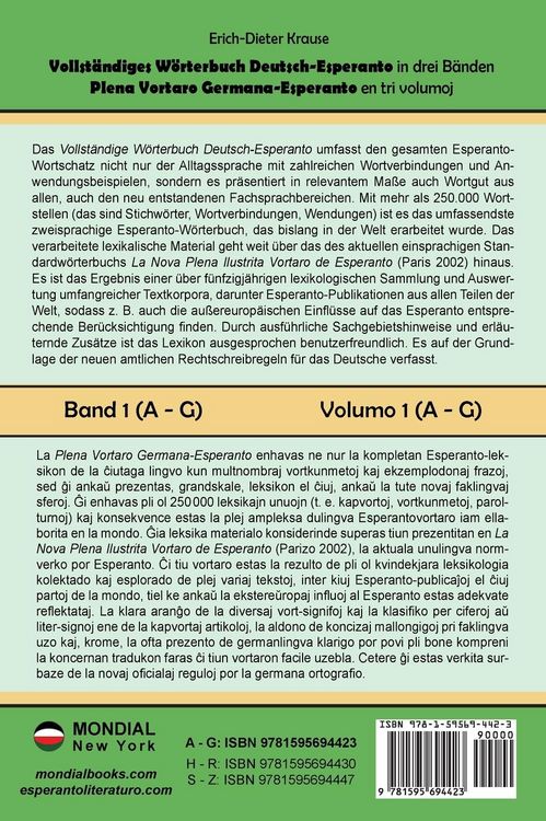 Produktbild: Vollst&auml;ndiges W&ouml;rterbuch Deutsch-Esperanto in drei B&auml;nden. Band 1 (A-G)