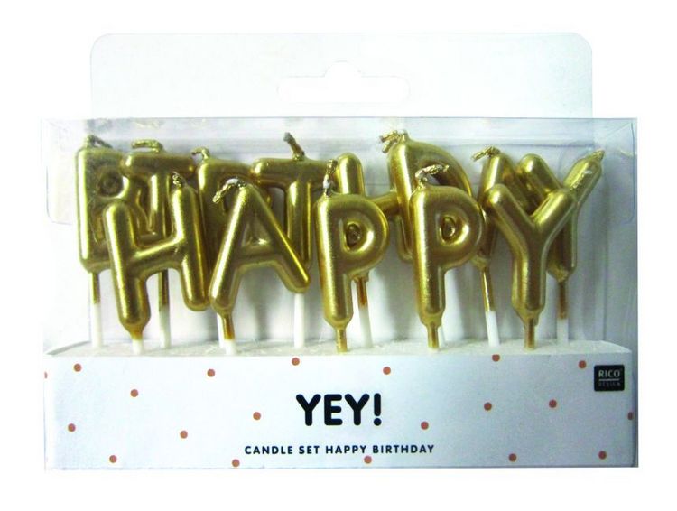 Produktbild: Kerzen Happy Birthday, Gold
