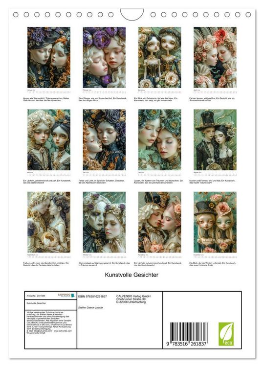 Produktbild: Kunstvolle Gesichter (Wandkalender 2026 DIN A4 hoch), CALVENDO Monatskalender