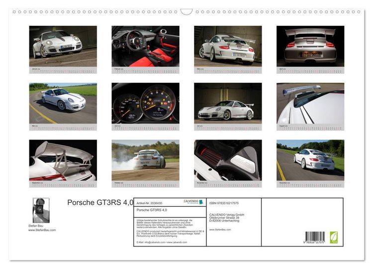 Produktbild: Porsche GT3RS 4,0 (Wandkalender 2026 DIN A2 quer), CALVENDO Monatskalender