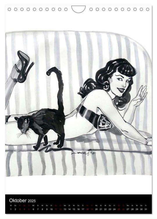 Produktbild: Kesse Mietzen - Burlesque cats II - mit flotten Linien gezeichnete Pin-up Katzen (Wandkalender 2025 DIN A4 hoch), CALVENDO Monatskalender