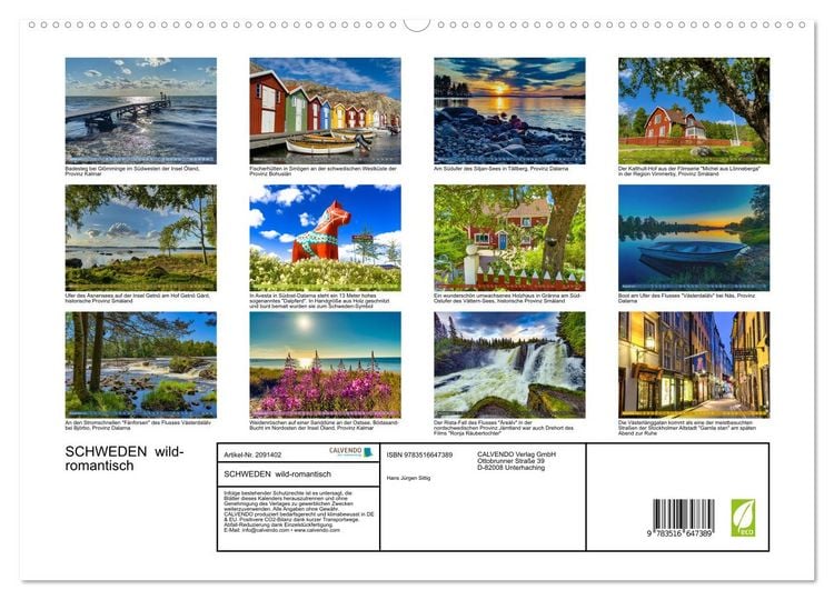 Produktbild: SCHWEDEN wild-romantisch (hochwertiger Premium Wandkalender 2026 DIN A2 quer), Kunstdruck in Hochglanz