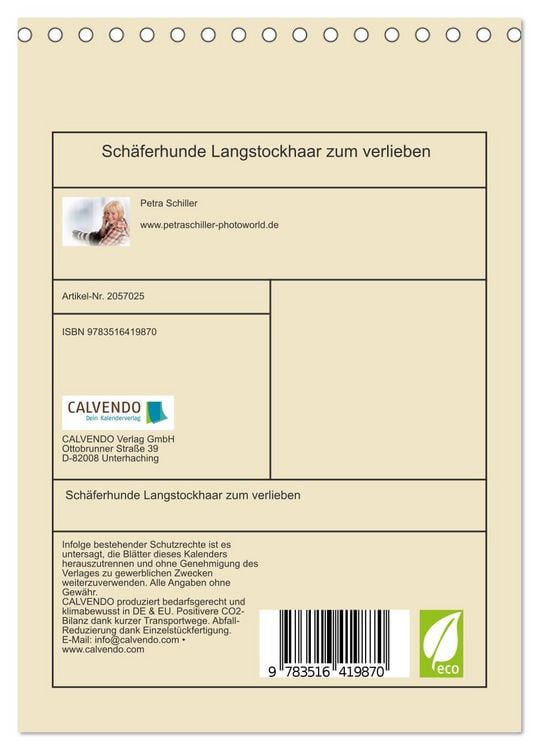 Produktbild: Sch&auml;ferhunde Langstockhaar zum verlieben (Tischkalender 2026 DIN A5 hoch), CALVENDO Monatskalender