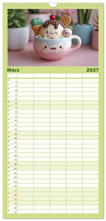 Produktbild: Familienplaner 2027 - Kawaii-Gl&uuml;cksmomente mit 5 Spalten (Wandkalender, 21 x 45 cm) CALVENDO