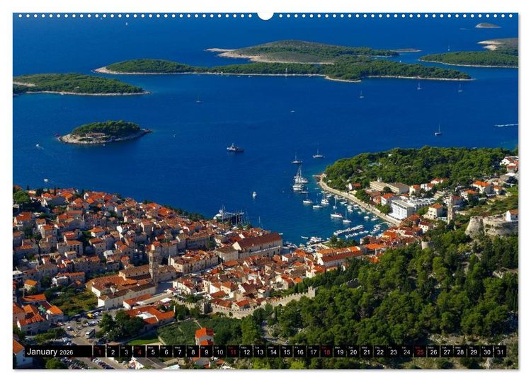Produktbild: Hvar The sunny Island of Croatia (High Quality Premium Wall Calendar 2026 DIN A2 landscape),CALVENDO 12 Month Wall Calendar