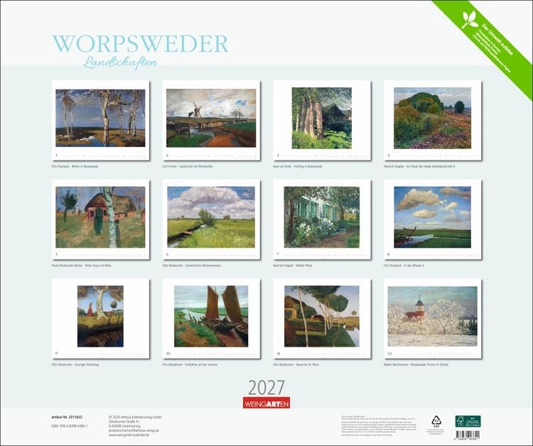 Produktbild: Worpsweder Landschaften Kalender 2027