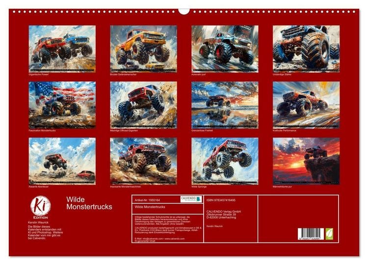 Produktbild: Wilde Monstertrucks (Wandkalender 2026 DIN A2 quer), CALVENDO Monatskalender