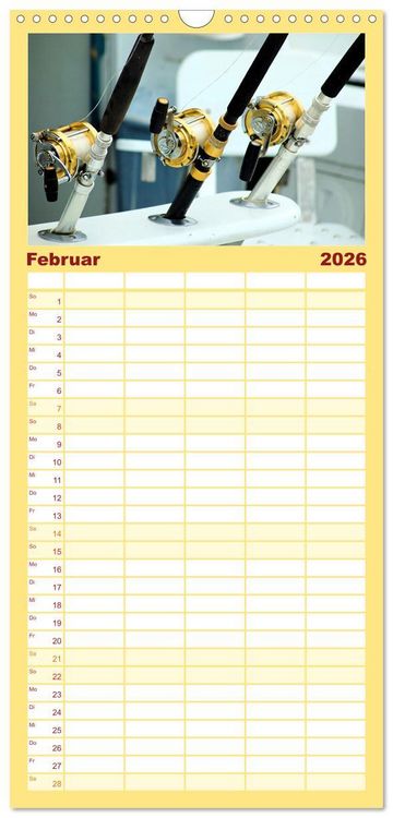 Produktbild: Familienplaner 2026 - Anglergl&uuml;ck - den Fisch am Haken mit 5 Spalten (Wandkalender, 21 x 45 cm) CALVENDO
