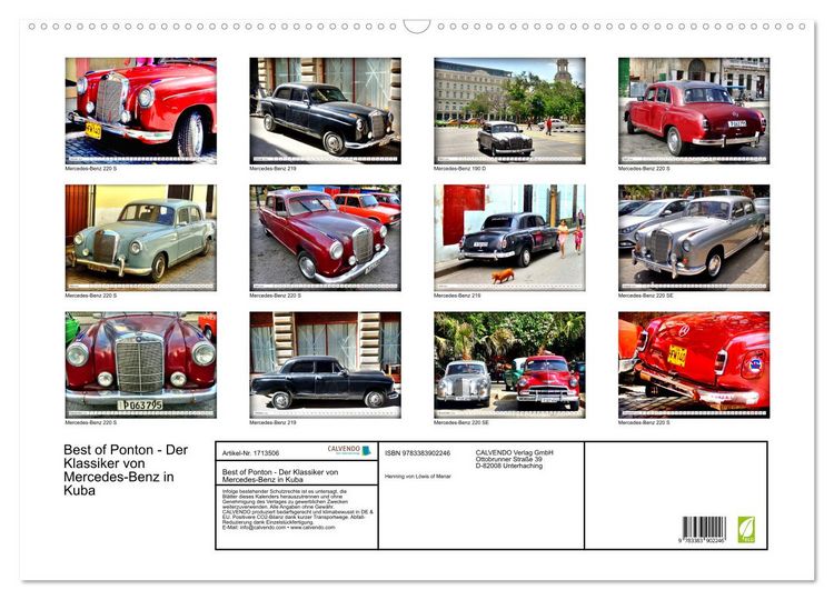 Produktbild: Best of Ponton - Der Klassiker von Mercedes-Benz in Kuba (Wandkalender 2025 DIN A2 quer), CALVENDO Monatskalender