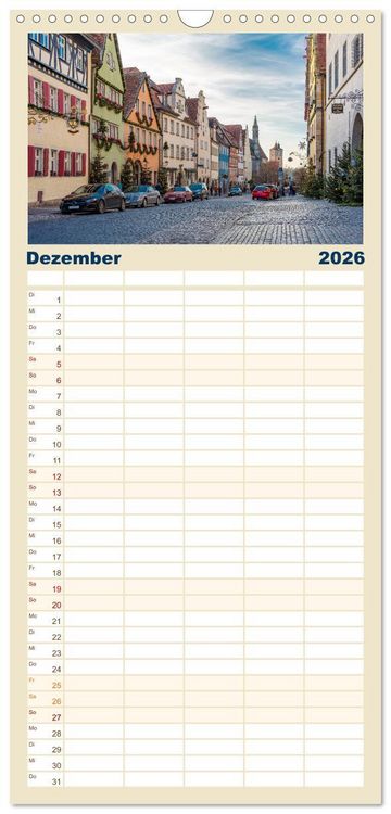 Produktbild: Familienplaner 2026 - Ein Spaziergang durch Rothenburg ob der Tauber mit 5 Spalten (Wandkalender, 21 x 45 cm) CALVENDO