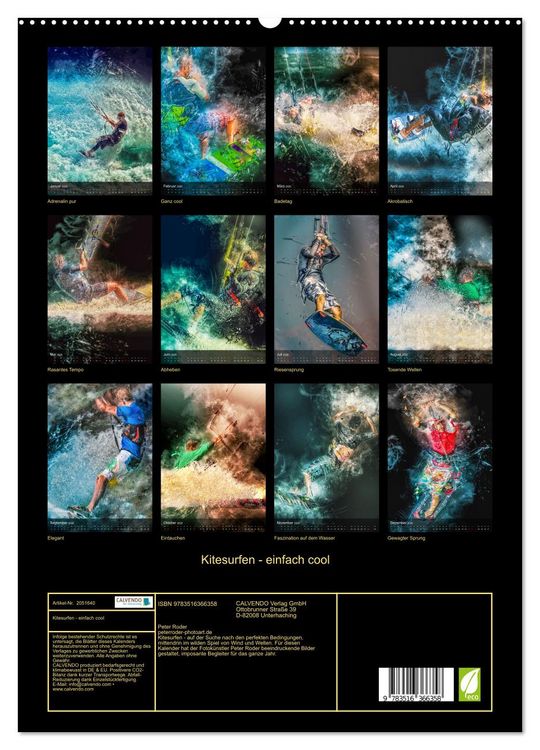Produktbild: Kitesurfen - einfach cool (hochwertiger Premium Wandkalender 2026 DIN A2 hoch), Kunstdruck in Hochglanz