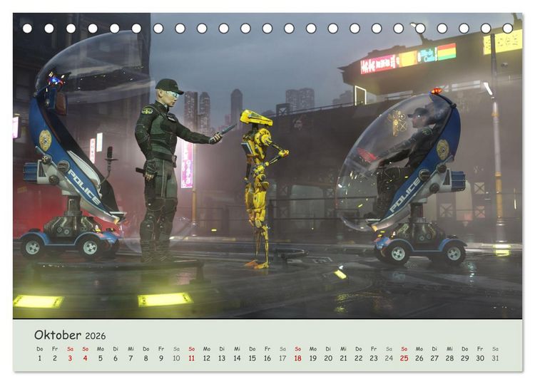 Produktbild: Science Fiction Cyberpunk (Tischkalender 2026 DIN A5 quer), CALVENDO Monatskalender