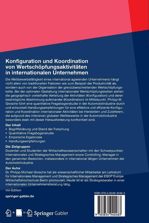 Produktbild: Konfiguration und Koordination von Wertsch&ouml;pfungsaktivit&auml;ten in internationalen Unternehmen