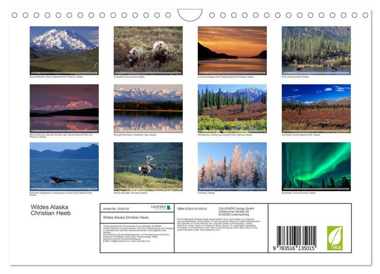 Produktbild: Wildes Alaska Christian Heeb (Wandkalender 2026 DIN A4 quer), CALVENDO Monatskalender
