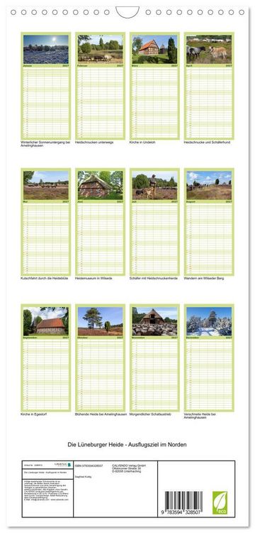 Produktbild: Familienplaner 2027 - Die L&uuml;neburger Heide - Ausflugsziel im Norden mit 5 Spalten (Wandkalender, 21 x 45 cm) CALVENDO
