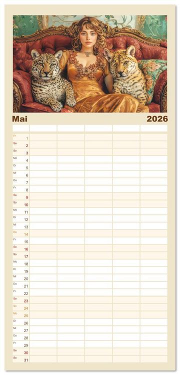 Produktbild: Familienplaner 2026 - Die Epoche Art Nouveau - Mit eleganter Mode mit 5 Spalten (Wandkalender, 21 x 45 cm) CALVENDO