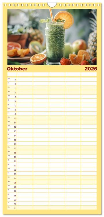 Produktbild: Familienplaner 2026 - Leckere Smoothies mit 5 Spalten (Wandkalender, 21 x 45 cm) CALVENDO