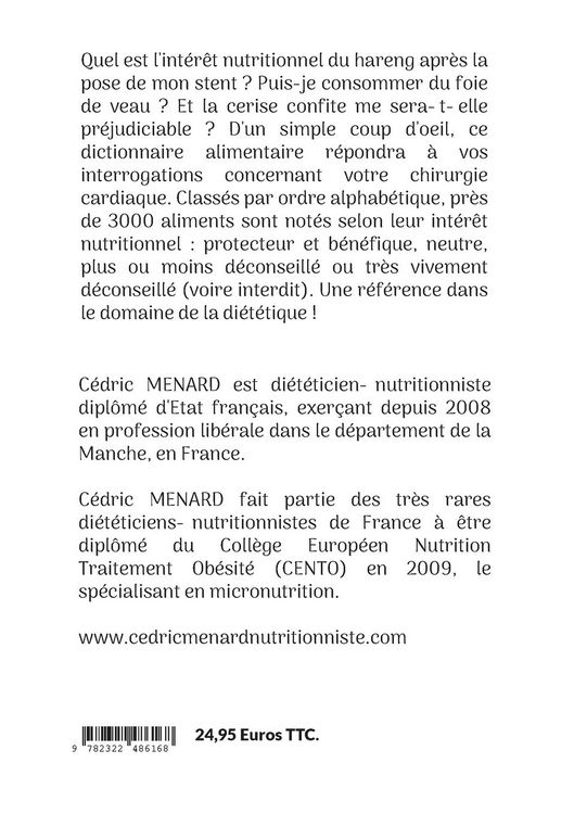 Produktbild: Dictionnaire alimentaire adapt&eacute; &agrave; la pose d'un stent cardiaque.