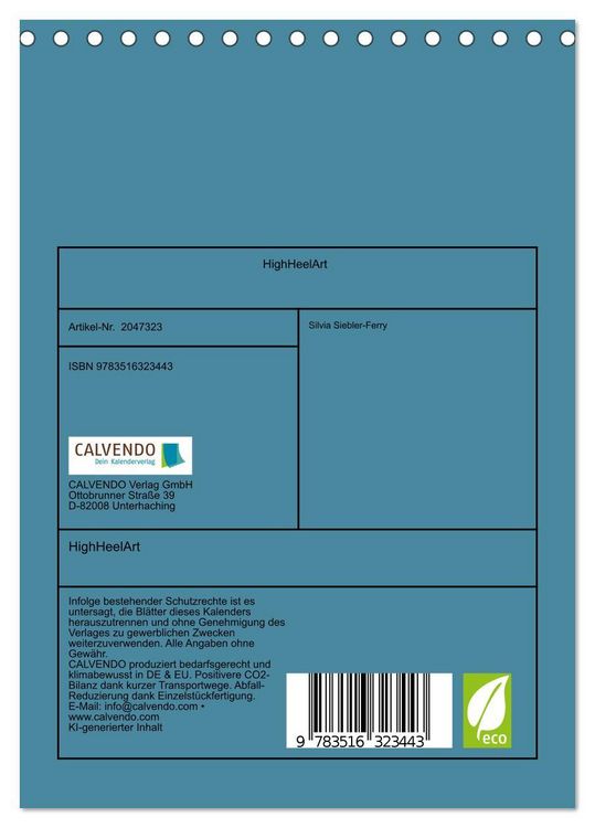 Produktbild: HighHeelArt (Tischkalender 2026 DIN A5 hoch), CALVENDO Monatskalender