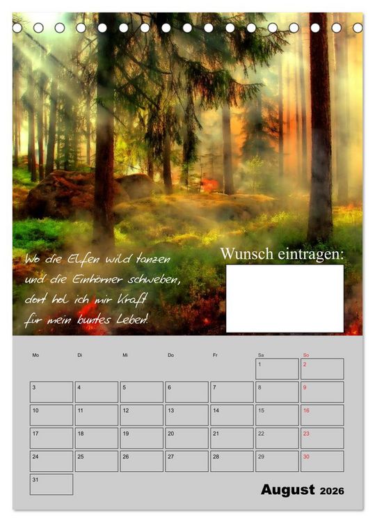 Produktbild: Wunsch- und Zauberkalender (Tischkalender 2026 DIN A5 hoch), CALVENDO Monatskalender