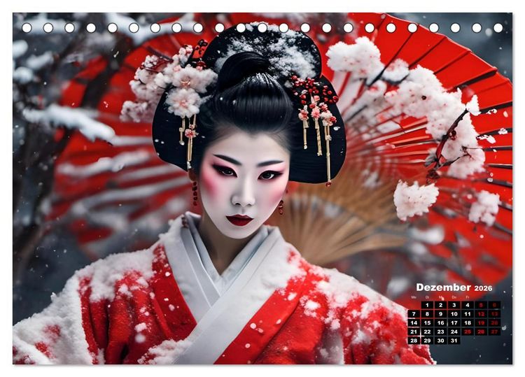 Produktbild: Geishas Portraits von japanischen Gastgeberinnen inspiriert (Tischkalender 2026 DIN A5 quer), CALVENDO Monatskalender
