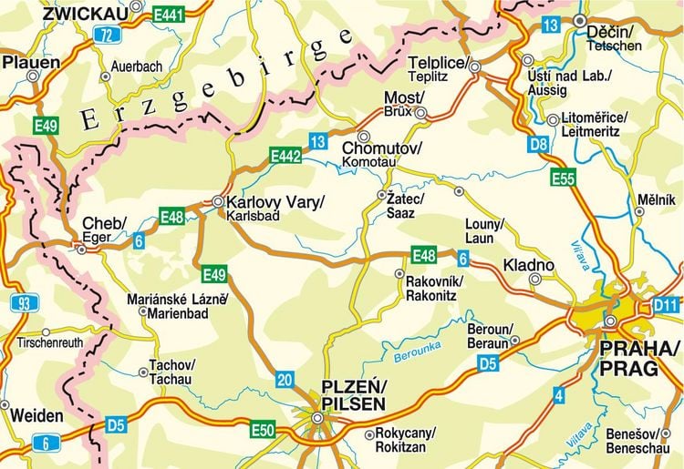 Produktbild: H&ouml;fer Stra&szlig;enkarte CS 001 Tschechien - Egerland, Nordb&ouml;hmen 1:200.000