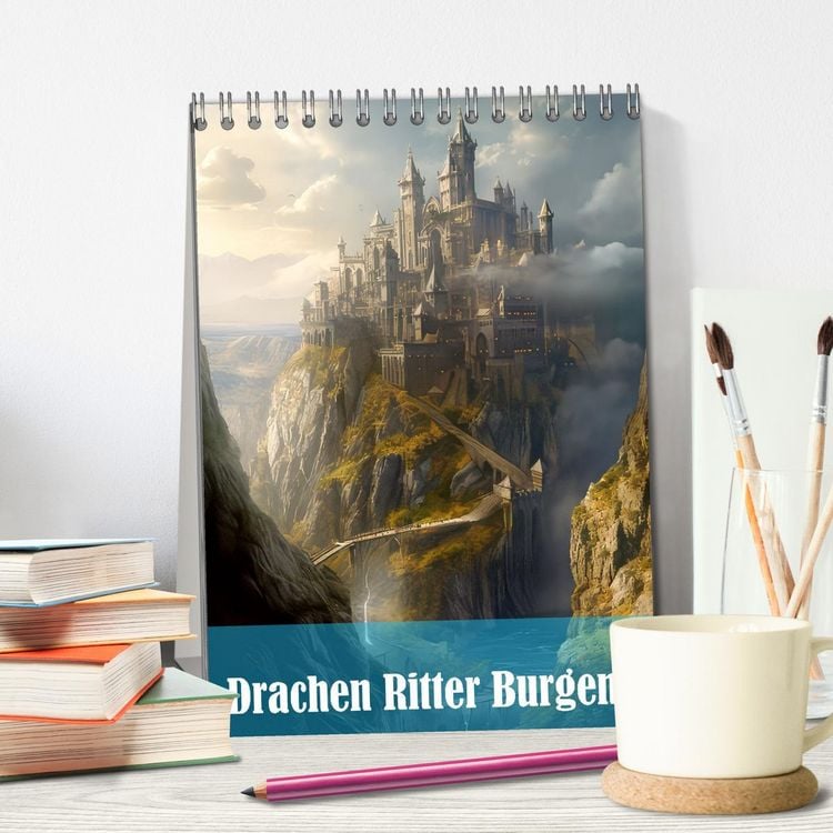 Produktbild: Drachen Ritter Burgen (Tischkalender 2026 DIN A5 hoch), CALVENDO Monatskalender