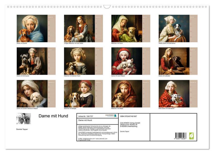 Produktbild: Dame mit Hund (Wandkalender 2026 DIN A2 quer), CALVENDO Monatskalender