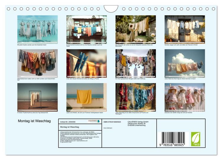 Produktbild: Montag ist Waschtag (Wandkalender 2026 DIN A4 quer), CALVENDO Monatskalender