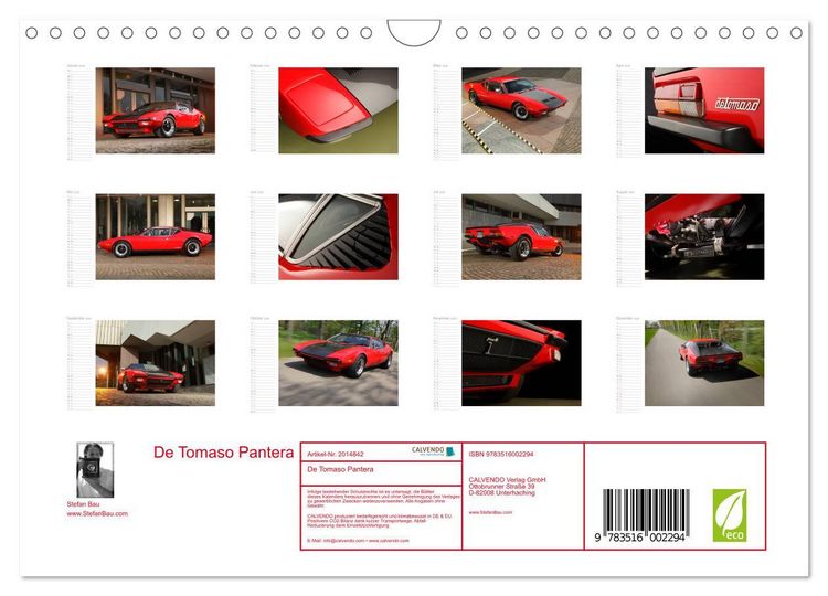 Produktbild: De Tomaso Pantera (Wandkalender 2026 DIN A4 quer), CALVENDO Monatskalender