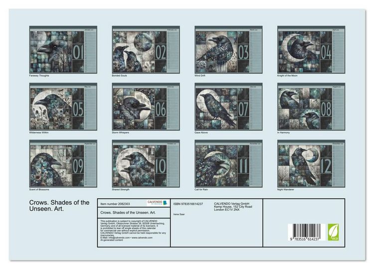 Produktbild: Crows. Shades of the Unseen. Art. (High Quality Premium Wall Calendar 2026 DIN A2 landscape),CALVENDO 12 Month Wall Calendar