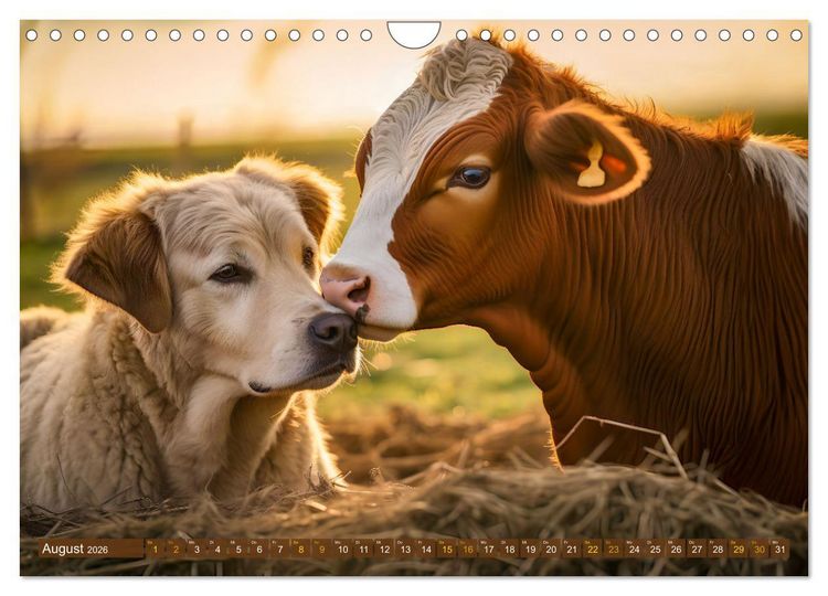 Produktbild: Bauernhof-Freunde - Hunde und ihre tierischen Freundschaften (Wandkalender 2026 DIN A4 quer), CALVENDO Monatskalender