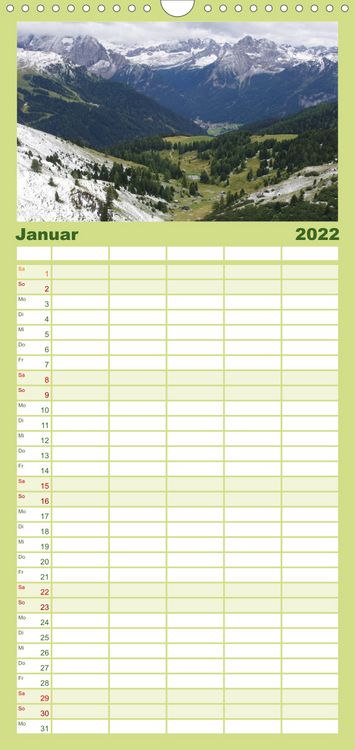 Produktbild: Familienplaner S&uuml;dtirol 2022 (Wandkalender 2022 , 21 cm x 45 cm, hoch)