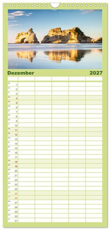 Produktbild: Familienplaner 2027 - Der S&uuml;den Neuseelands: Berge, Seen und traumhafte K&uuml;sten mit 5 Spalten (Wandkalender, 21 x 45 cm) CALVENDO