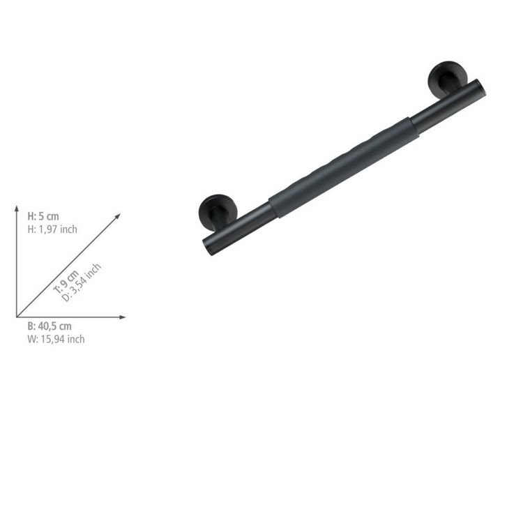 Produktbild: Wandhaltegriff Mod. Secura 40,5 cm Schwarz, Bauart gepr&uuml;ft