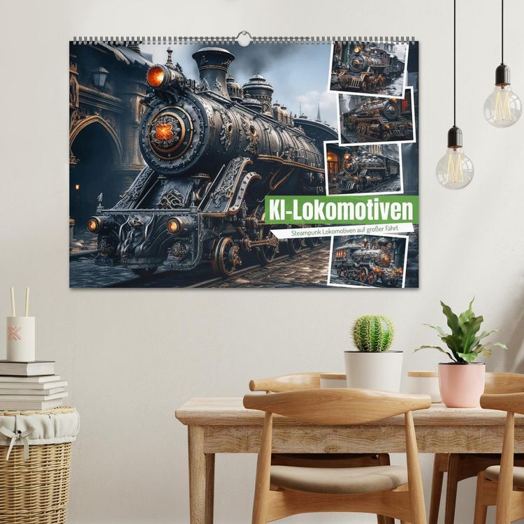 Produktbild: KI-Lokomotiven (Wandkalender 2026 DIN A2 quer), CALVENDO Monatskalender