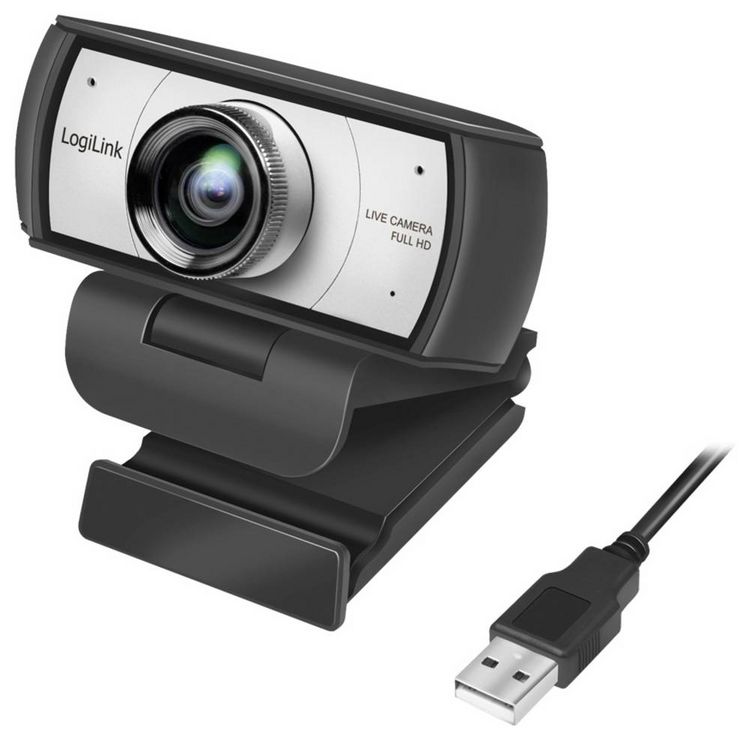 Produktbild: LogiLink UA0377 Full HD-Webcam Klemm-Halterung, Mikrofon