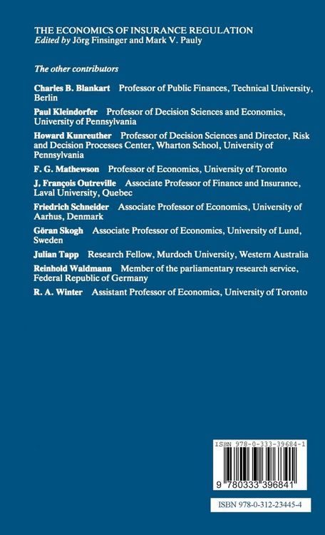 Produktbild: The Economics of Insurance Regulation