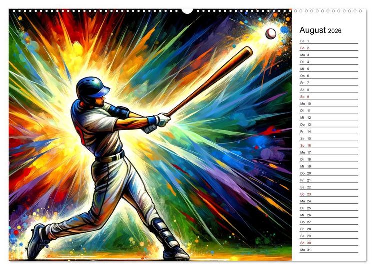 Produktbild: Baseball Acryl - Zwischen Realit&auml;t und KI Visionen (Wandkalender 2026 DIN A2 quer), CALVENDO Monatskalender