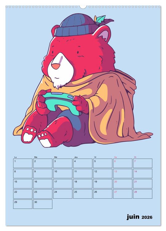 Produktbild: Animaux Gamers Amusants (Calendrier mural 2026 DIN A2 horizontal) calendrier de bureau